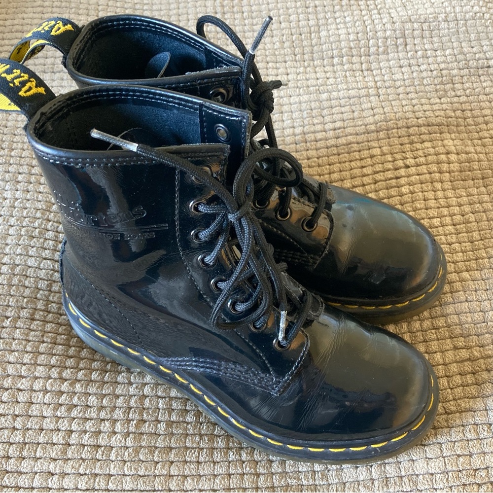 Black Patent Dr Martens Lace Up Boots